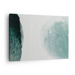 Impression sur toile - Image sur toile - Une délicate composition abstraite dans des tons de vert avec des formes subtiles sur un fond clair. - 70x50cm - Rencontre avec le brouillard - Décoration murale moderne pour le salon et la chambre ARTTOR