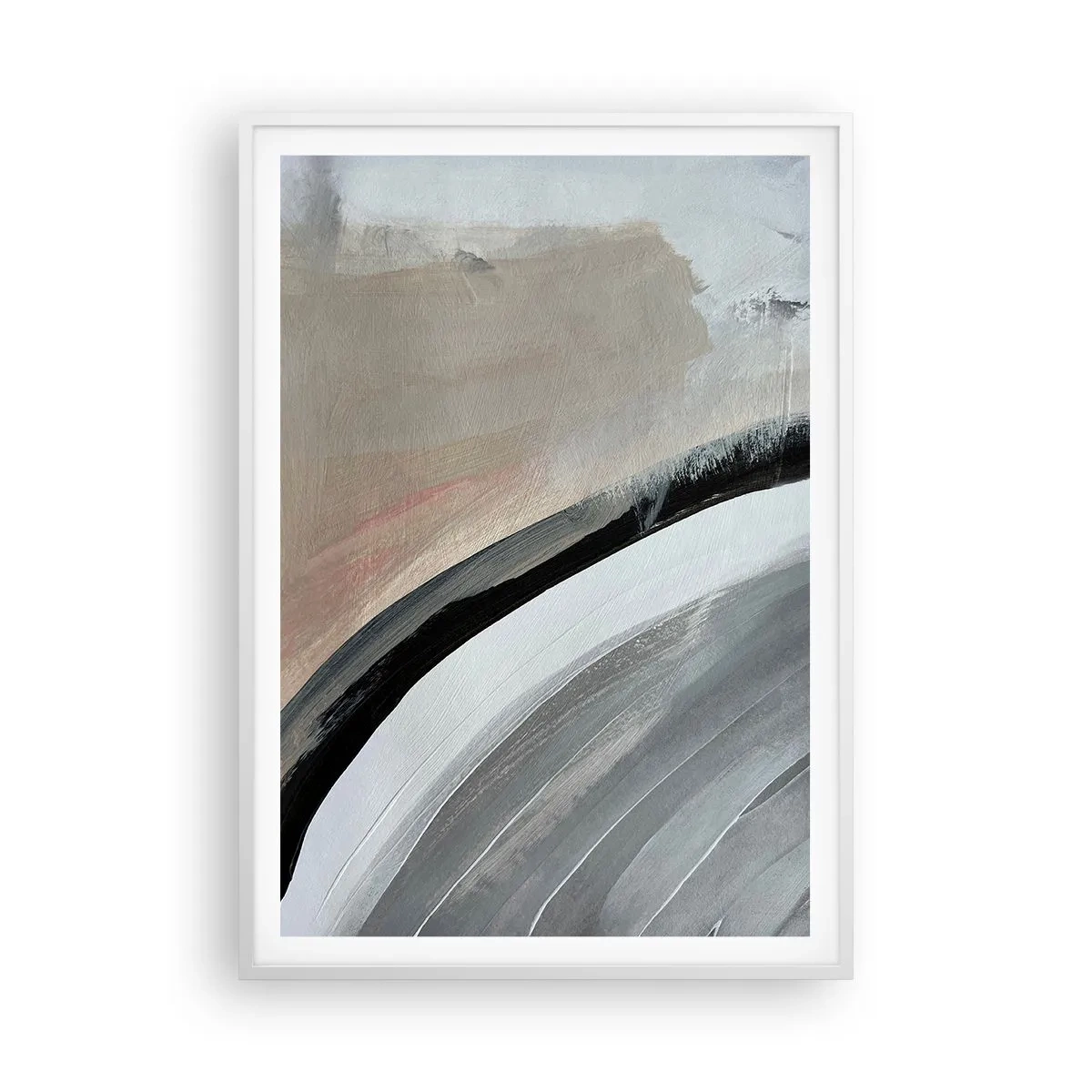 Affiche dans un cadre blanc - Poster - Composition : arc de noir et gris - 70x100 cm