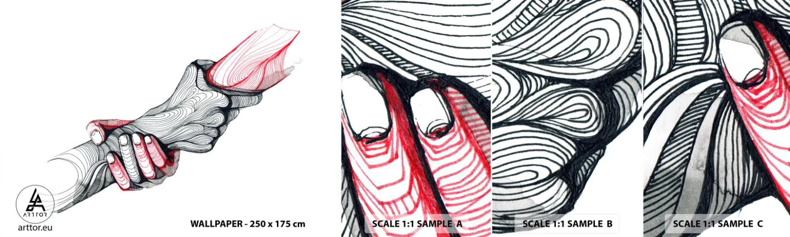 Échantillon De Papier Peint Standard Eco - Vous êtes entre de bonnes mains - Abstraction, Personnes, Main - 100x30 cm