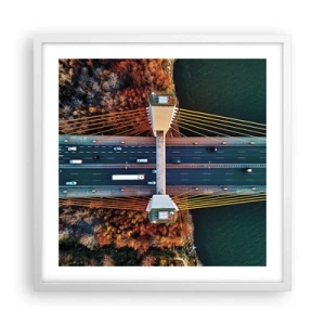 Affiche dans un cadre blanc - Poster - Au dessus de l'eau et de la forêt - 50x50 cm