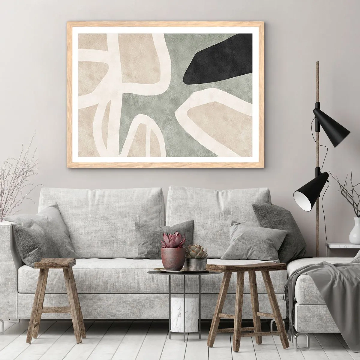 Affiche dans un chêne clair - Poster - Composition pour motif noir - 50x40 cm