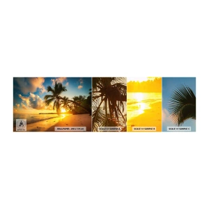 Échantillon de Papier Peint Autocollant Deluxe Sticker - Rêve caribéen - Paysage, Cocotier, Mer - 100x30 cm