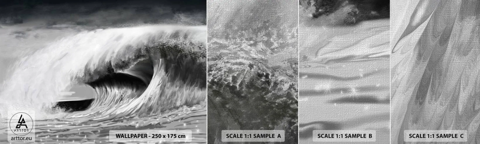Échantillon de Papier Peint Premium Canvas - La colère de l'océan - Mer, Océan, Haute vague - 100x30 cm