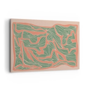 Impression sur toile - Image sur toile - Un motif végétal dans les tons de vert et d'orange - 100x70cm - La lutte entre le corail et la verdure - Décoration murale moderne pour le salon et la chambre ARTTOR