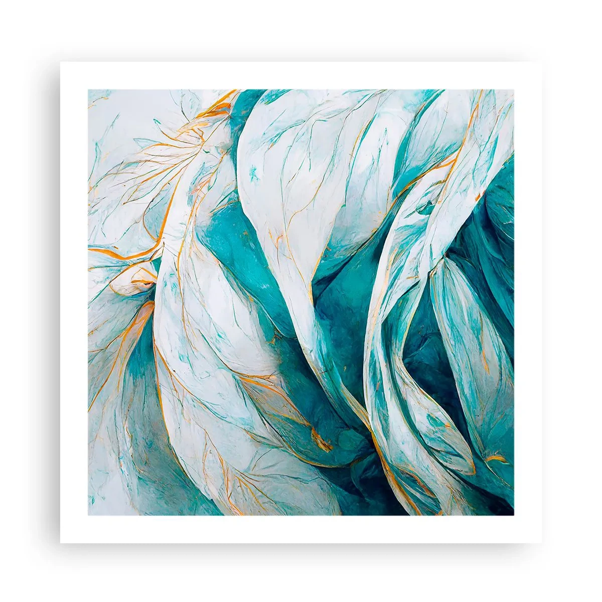 Affiche - Poster - Abstraction bleue avec un motif doré - 60x60 cm