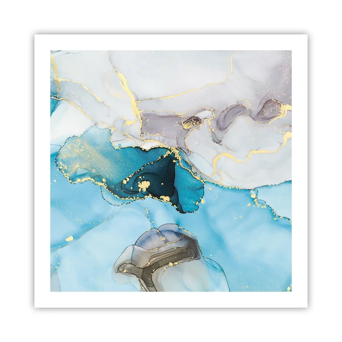 Affiche - Poster - Etude de la rencontre gris et turquoise - 60x60 cm