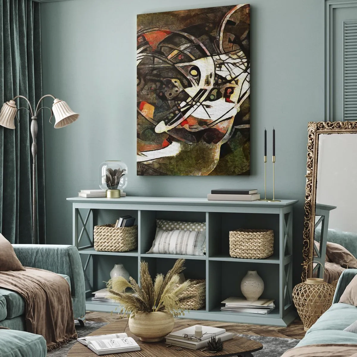 Impression sur toile - Image sur toile - Abstraction expressive dans des tons sombres avec des lignes dynamiques. - 70x100cm - Vous entendez le mouvement ? - Décoration murale moderne pour le salon et la chambre ARTTOR
