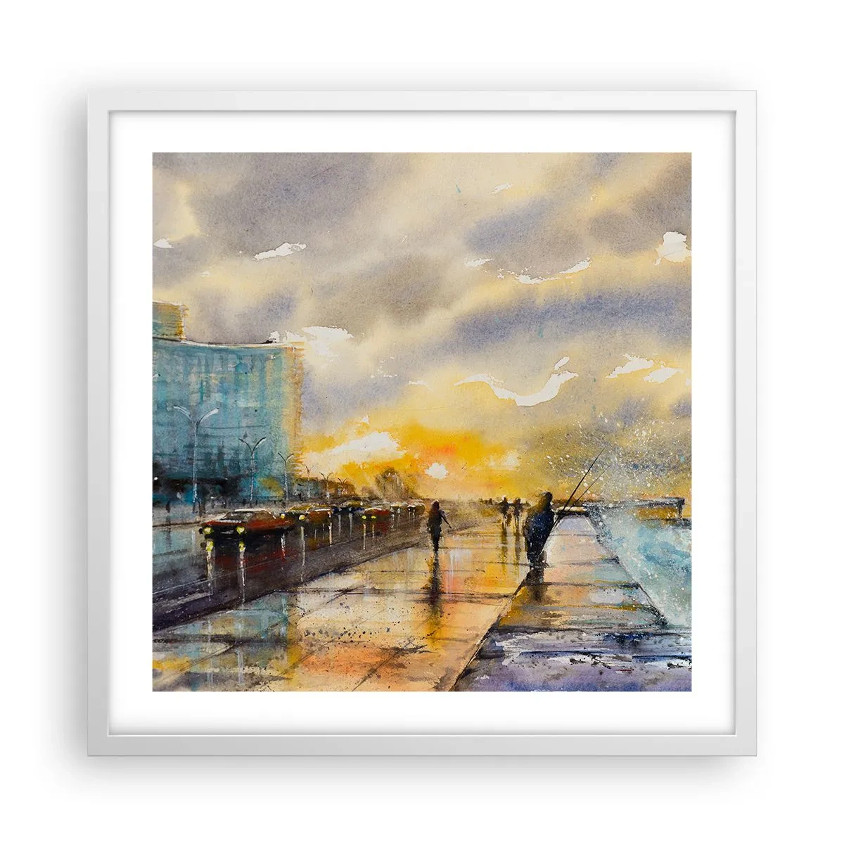 Affiche dans un cadre blanc - Poster - La vie sur le rivage - 50x50 cm