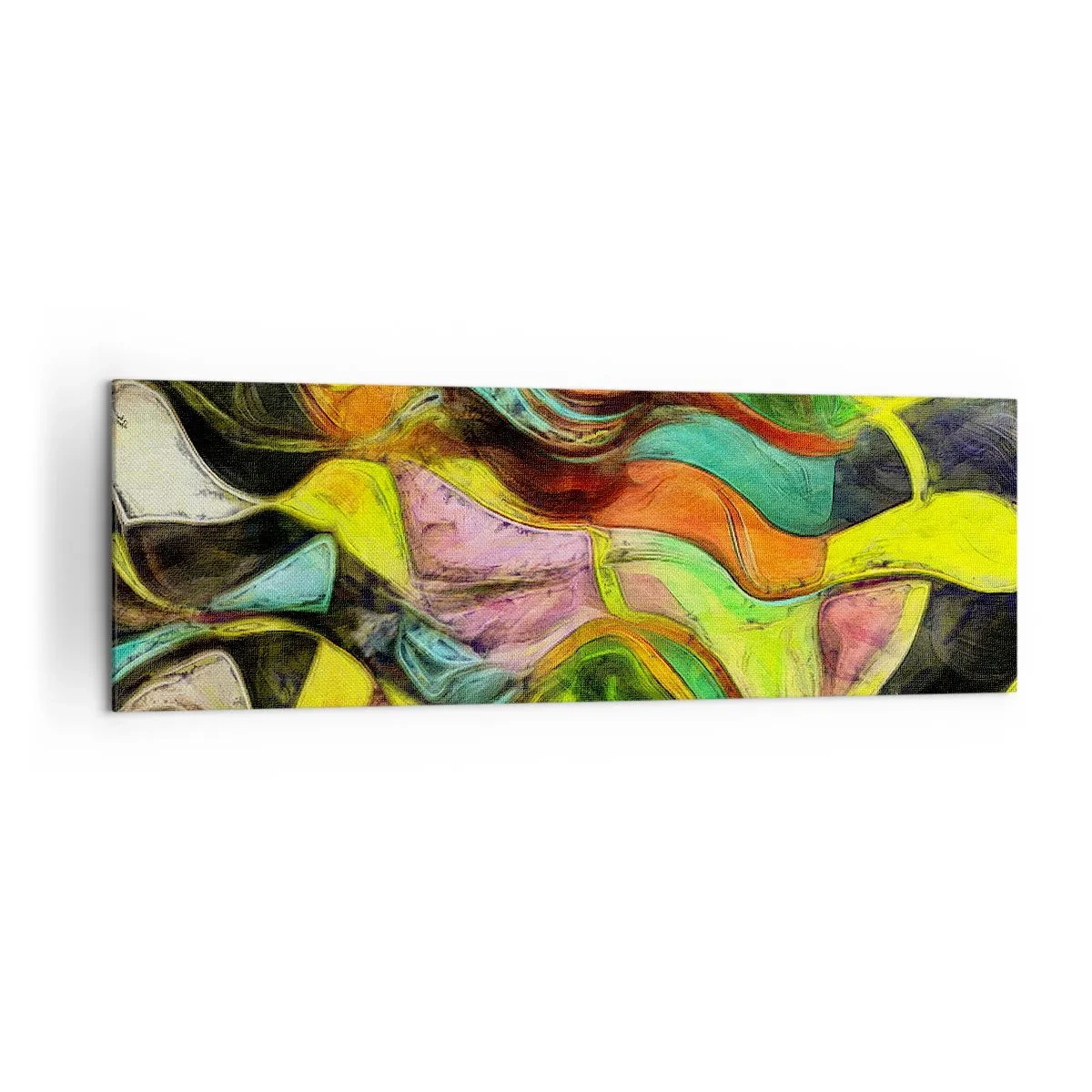 Impression sur toile - Image sur toile - Une composition abstraite avec des taches colorées et des lignes dynamiques. - 160x50cm - Le mouvement c'est la vie - Décoration murale moderne pour le salon et la chambre ARTTOR