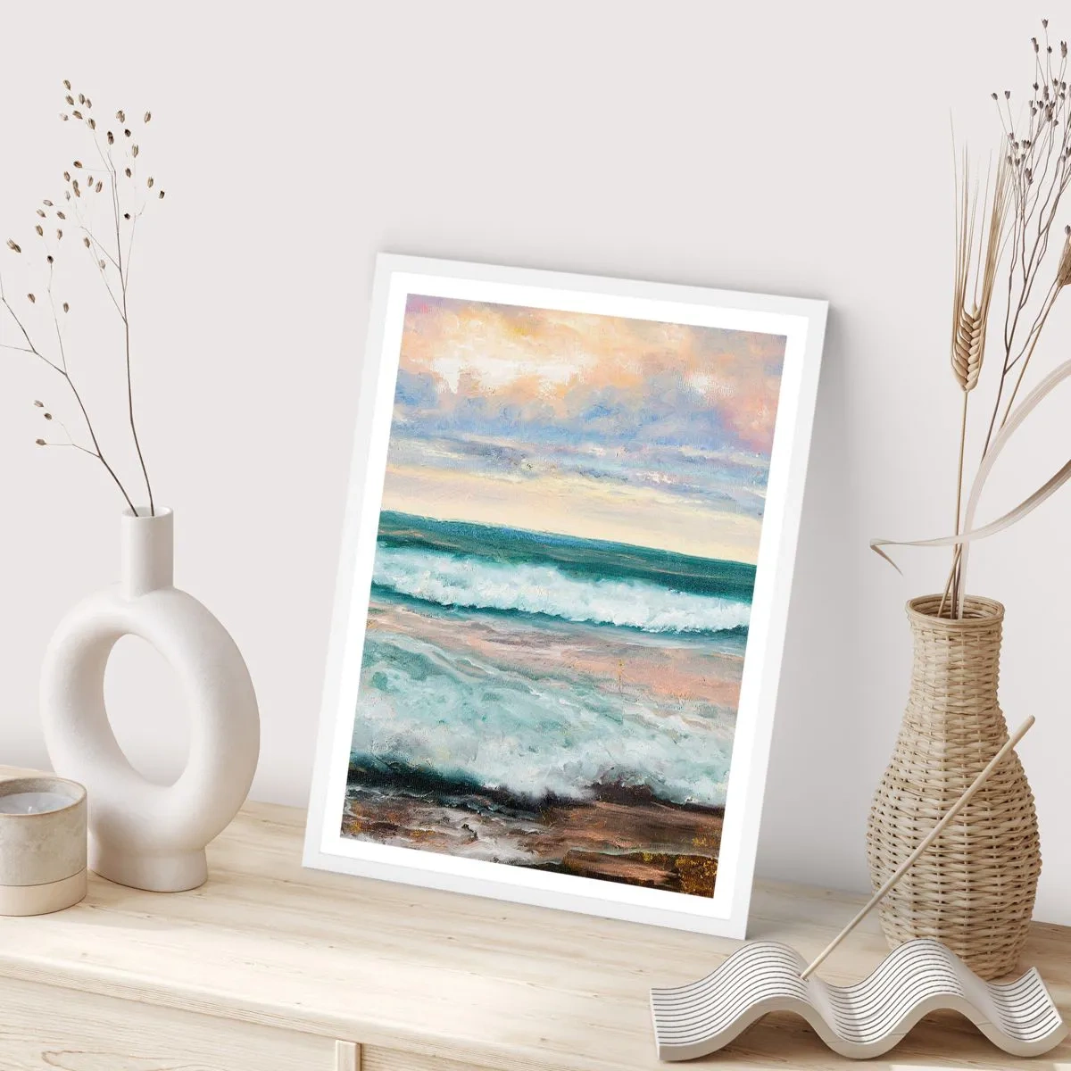 Affiche dans un cadre blanc - Poster - Ici tu adouciras ton âme - 61x91 cm