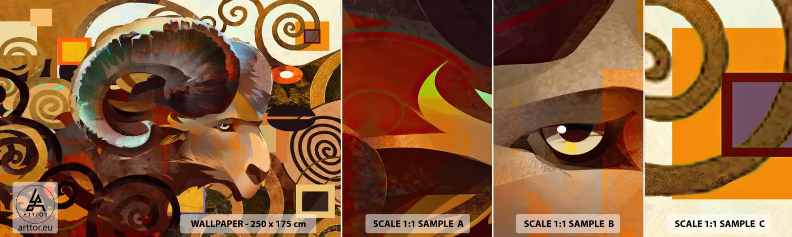 Échantillon De Papier Peint Standard Eco - Magie - religions - rituels - Abstraction, Bélier, Graphique - 100x30 cm