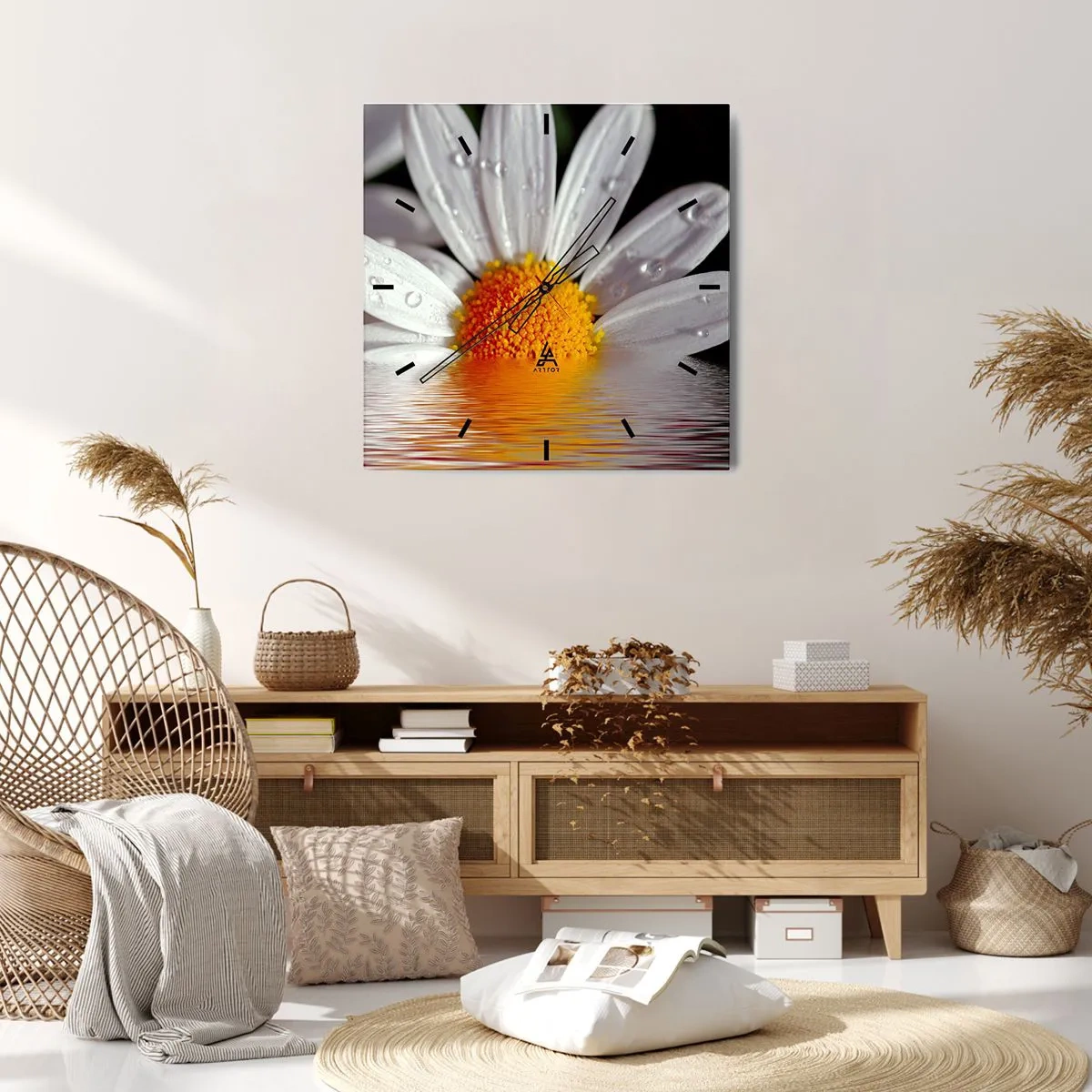 Horloge murale - Pendule murale - Le soleil levant des marguerites - 30x30 cm