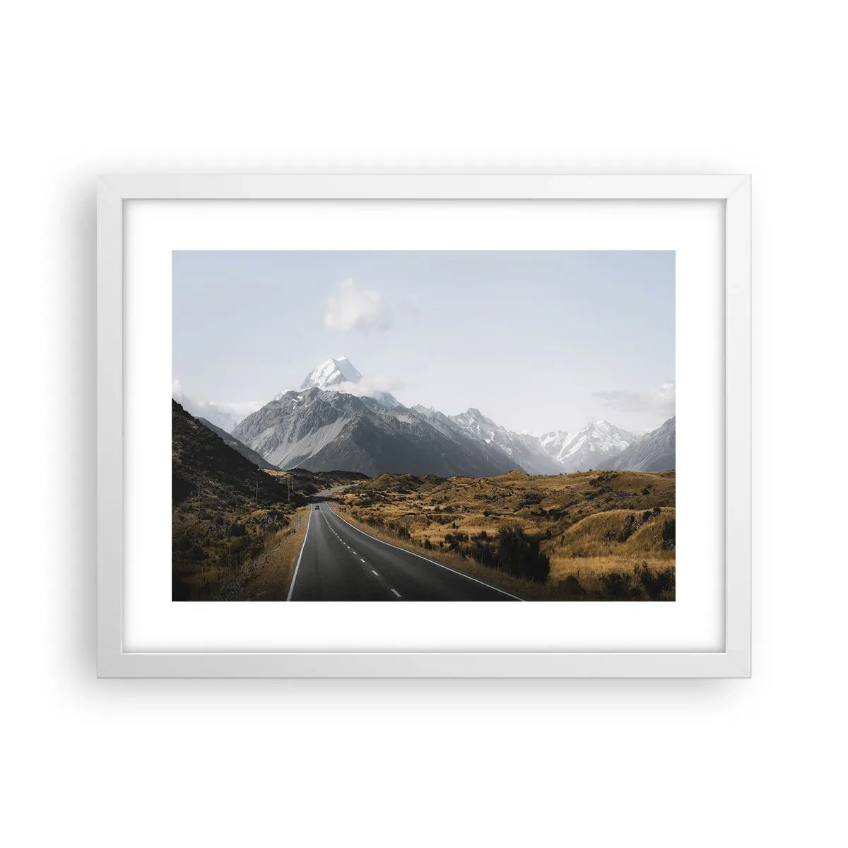 Affiche dans un cadre blanc - Poster - Chemin vers le coeur de la montagne - 40x30 cm