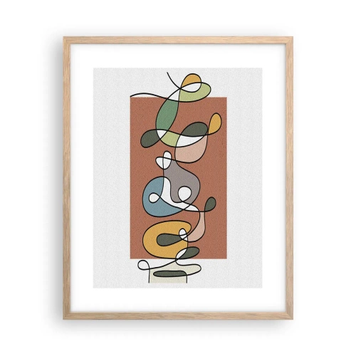 Affiche dans un chêne clair - Poster - Abstraction : danse colorée - 40x50 cm