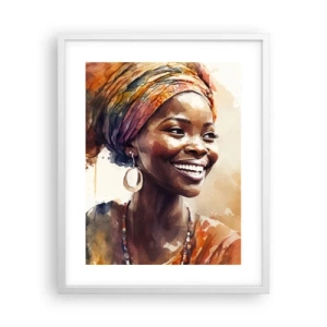 Affiche dans un cadre blanc - Poster - reine africaine - 40x50 cm