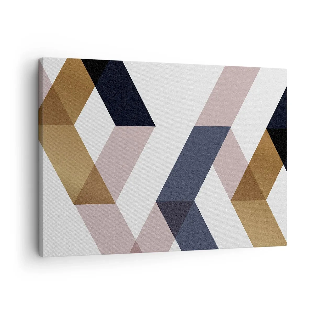 Impression sur toile - Image sur toile - Motifs géométriques dans les tons or et bleu marine - 70x50cm - Plats et angles - Décoration murale moderne pour le salon et la chambre ARTTOR