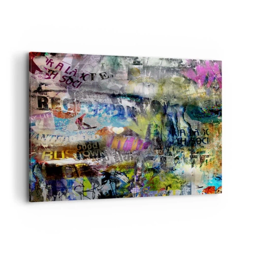 Impression sur toile - Image sur toile - Collage abstrait avec texte et couleurs variées - 100x70cm - Collage de souvenirs - Décoration murale moderne pour le salon et la chambre ARTTOR