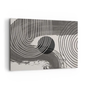Impression sur toile - Image sur toile - Lignes géométriques et ovales dans des tons monochromes - 100x70cm - L'ovale gagne - Décoration murale moderne pour le salon et la chambre ARTTOR