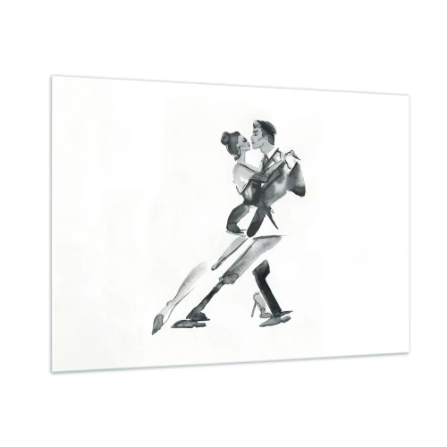 Impression sur verre - Image sur verre - Un couple dansant le tango à l'aquarelle noir et blanc - 100x70cm - En un battement - Décoration murale moderne pour le salon et la chambre ARTTOR