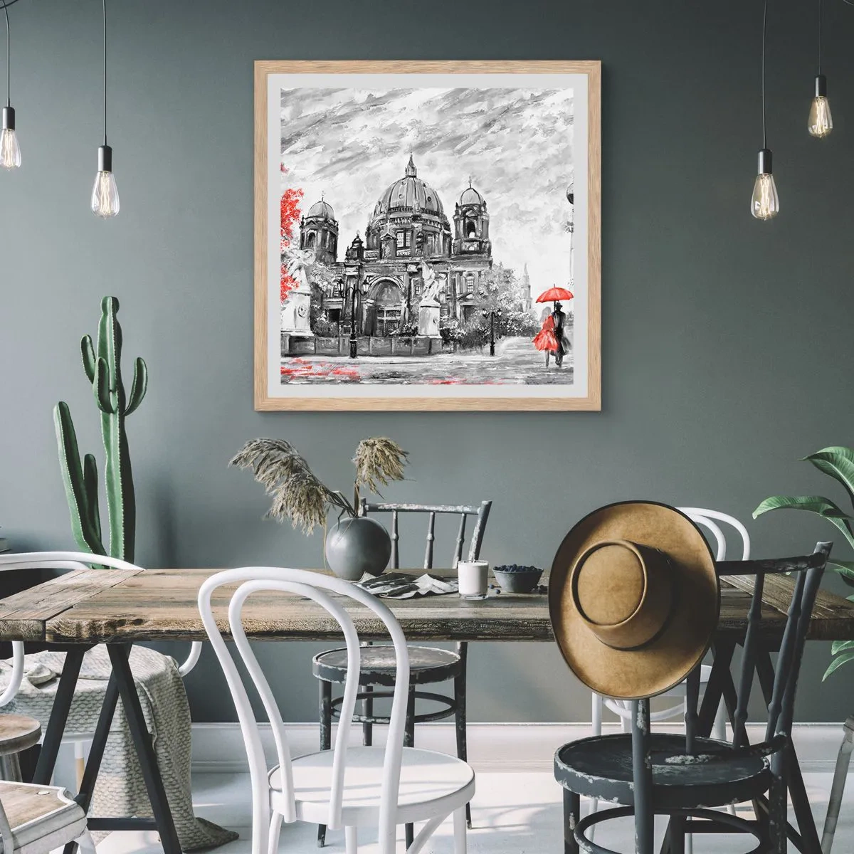 Affiche dans un chêne clair - Poster - Rencontre berlinoise - 40x40 cm