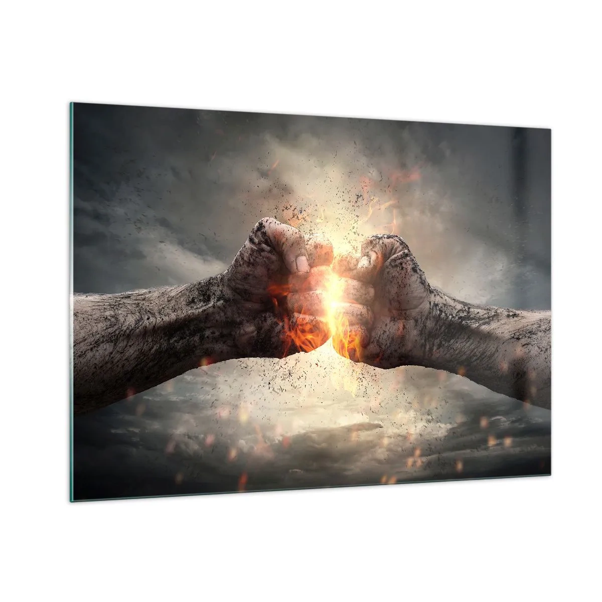 Impression sur verre - Image sur verre - Résistez au combat - 100x70cm - Lève-toi pour le combat - Décoration murale moderne pour le salon et la chambre ARTTOR