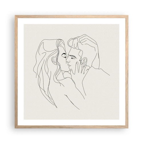 Affiche dans un chêne clair - Poster - Enlacé de sentiment - 60x60 cm