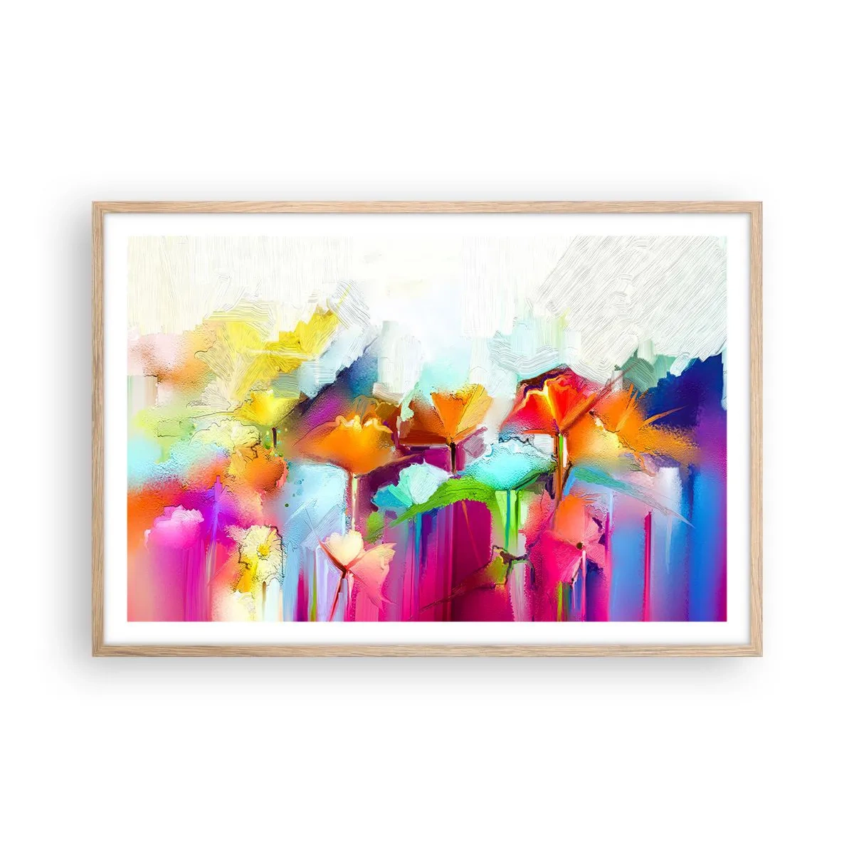 Affiche dans un chêne clair - Poster - L'arc-en-ciel s'est épanoui - 91x61 cm