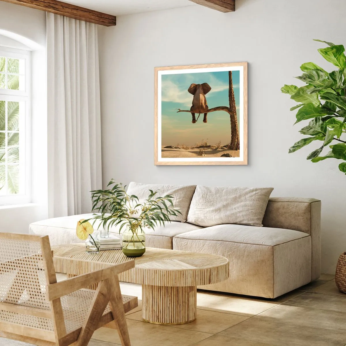 Affiche dans un chêne clair - Poster - Nouveau point de vue - 60x60 cm