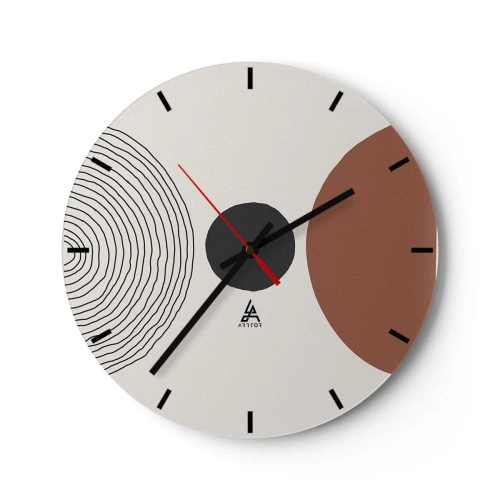 Horloge murale - Pendule murale - Lignes concentriques et cercles géométriques en contraste - 30x30cm - Au centre de l'attention - Décoration murale moderne pour le salon, la cuisine et la chambre ARTTOR