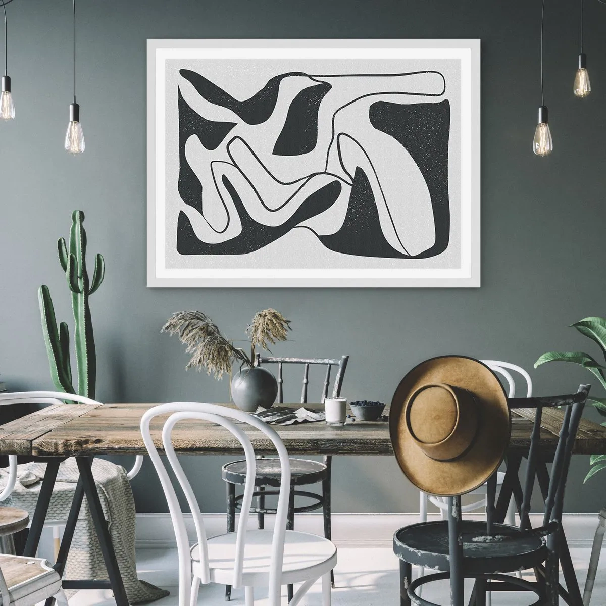 Affiche dans un cadre blanc - Poster - Amusement de labyrinthe abstrait - 100x70 cm