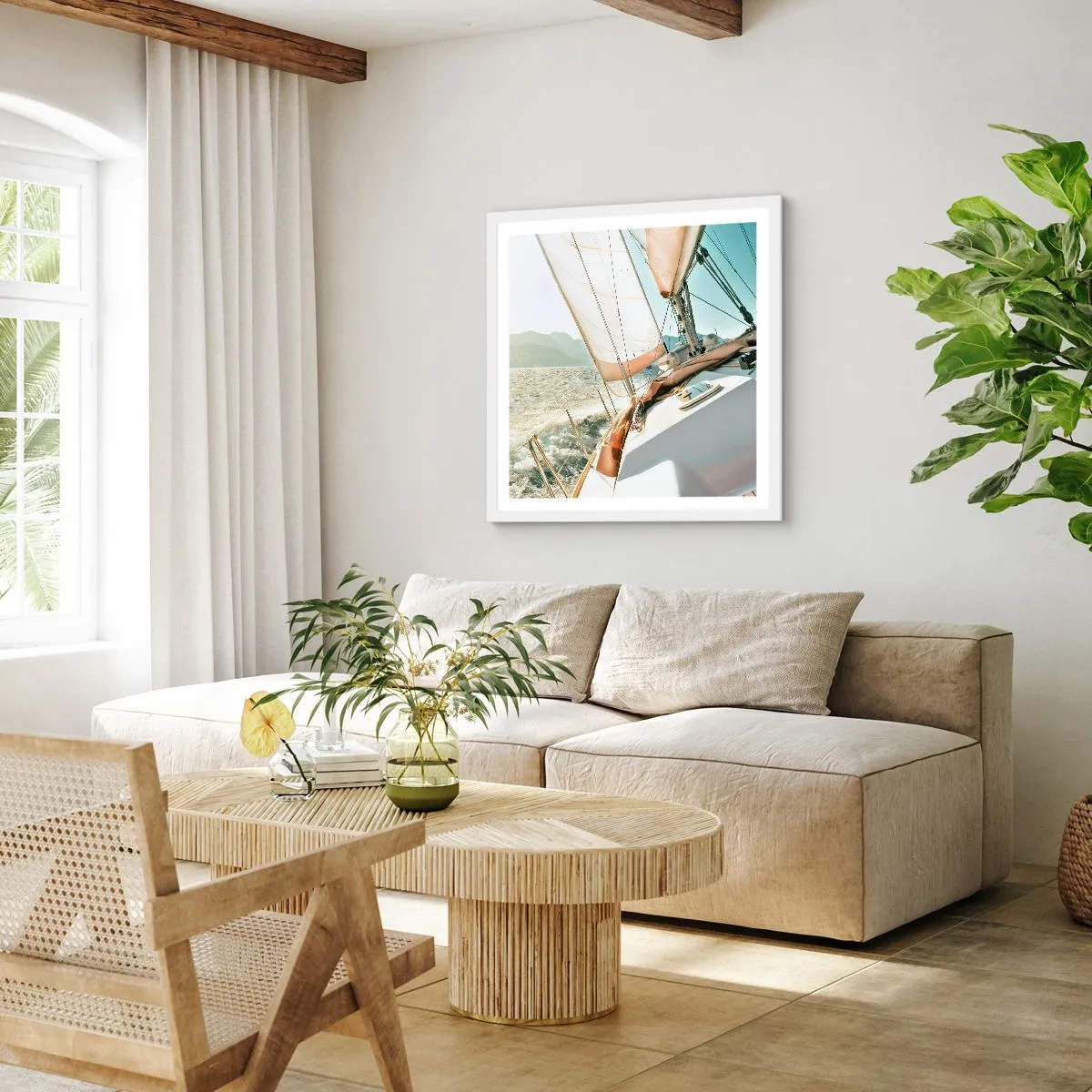 Affiche dans un cadre blanc - Poster - Toutes voiles dehors - 30x30 cm