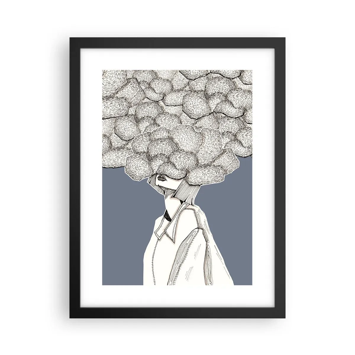 Affiche dans un cadre noir - Poster - La tête dans les nuages - 30x40 cm