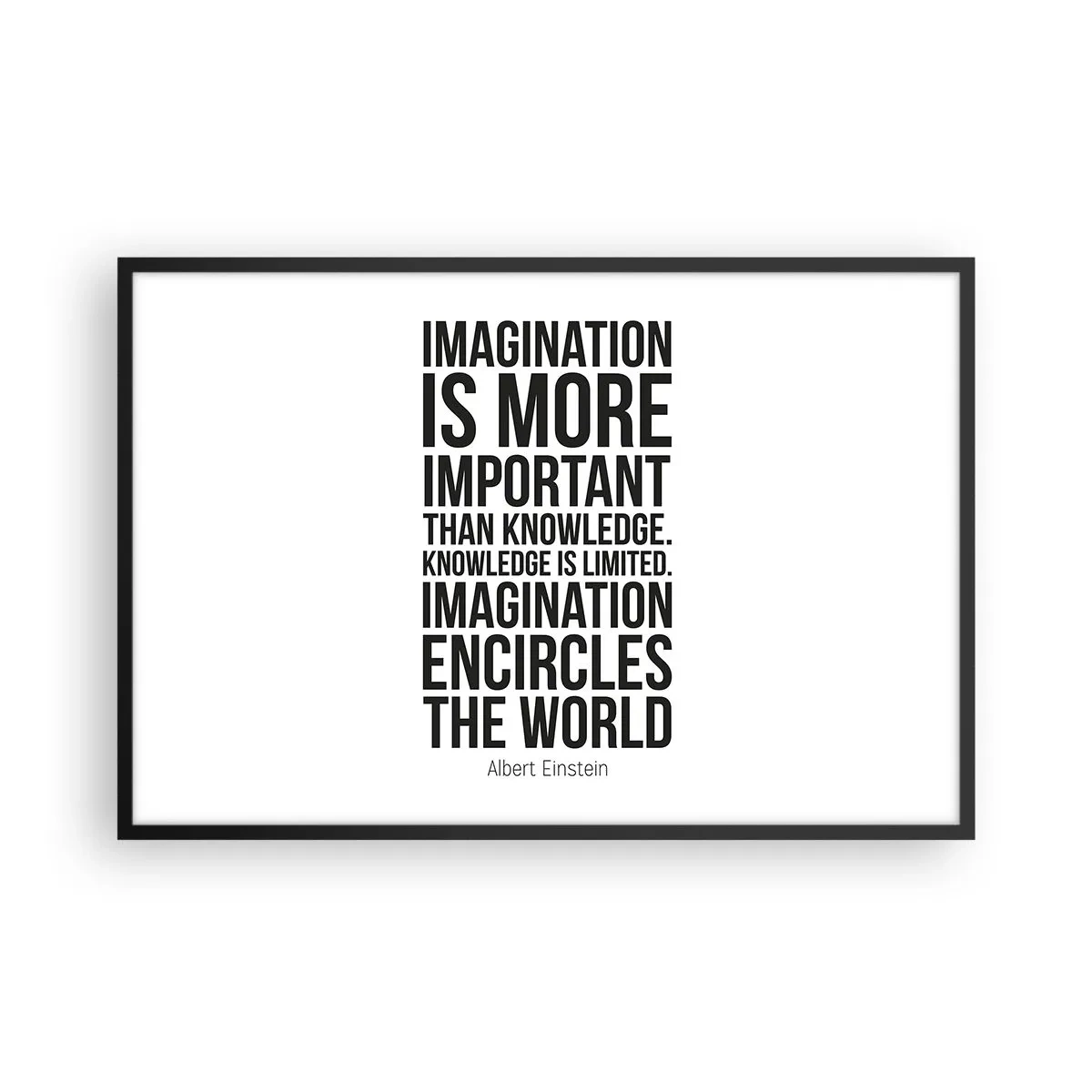 Affiche dans un cadre noir - Poster - Einstein sur le pouvoir de l'imagination - 91x61 cm