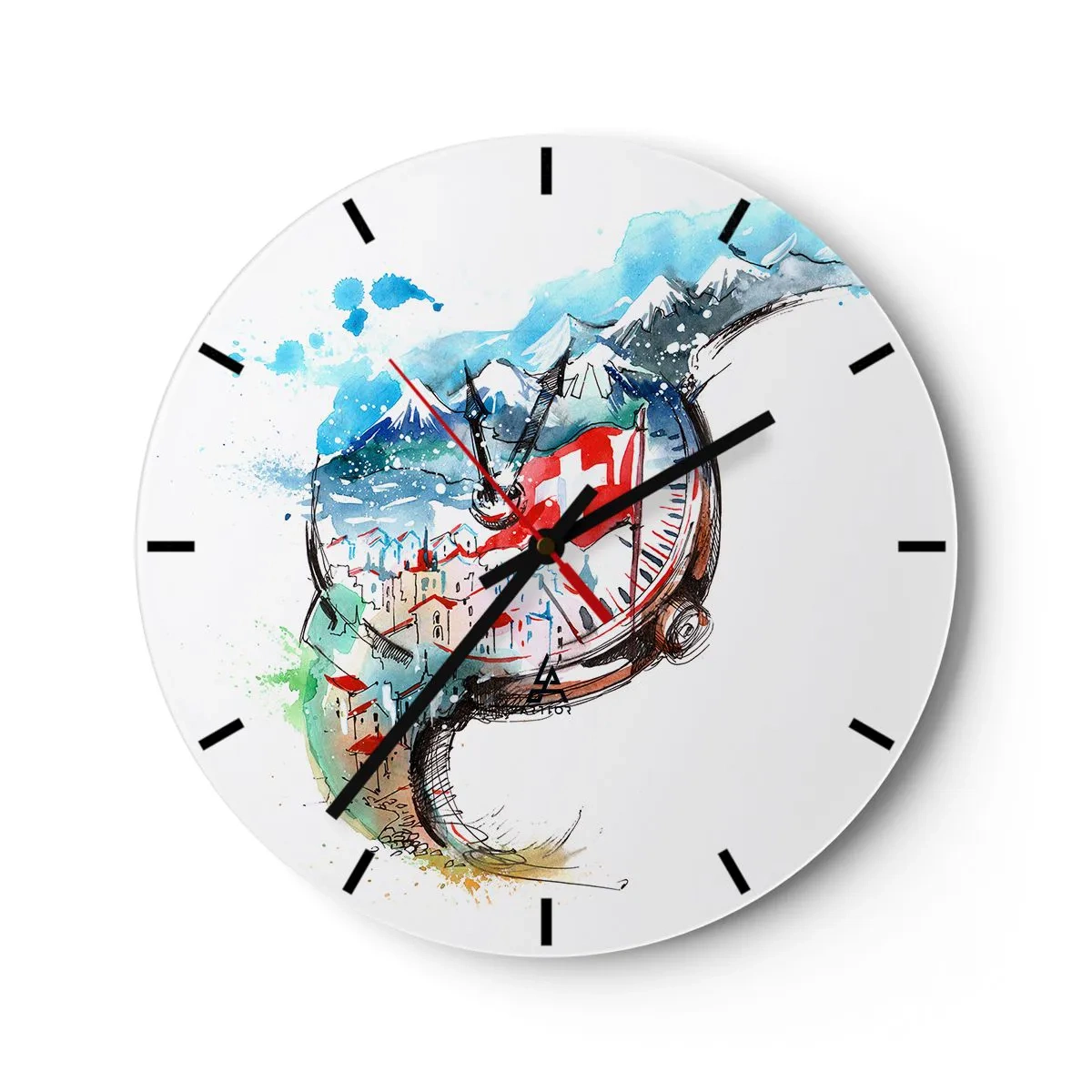 Horloge murale - Pendule murale - L'esprit de la Suisse - 40x40 cm