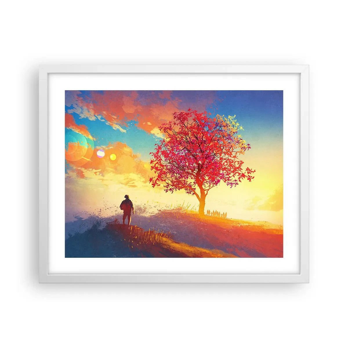 Affiche dans un cadre blanc - Poster - Pèlerin à destination - 50x40 cm