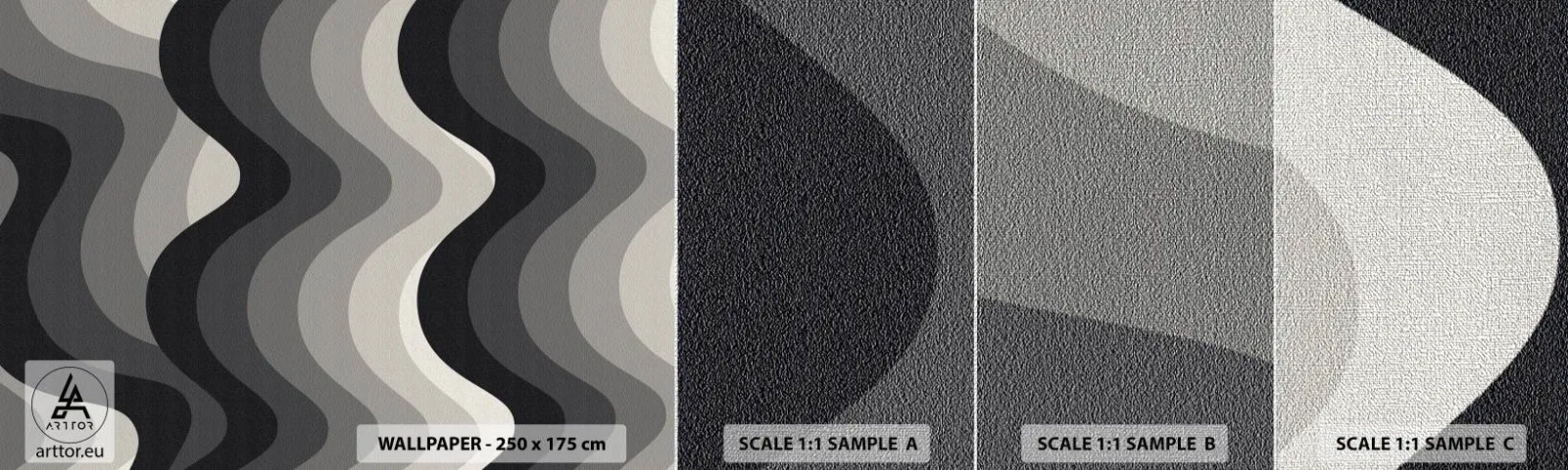 Échantillon de Papier Peint Premium Canvas - Vague après vague - Lignes, Vagues, Abstraction - 100x30 cm