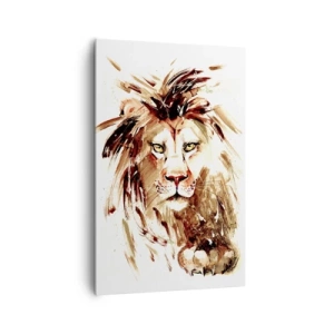 Impression sur toile - Image sur toile - Portrait à l'aquarelle d'un lion aux détails intenses - 80x120cm - Force et dignité - Décoration murale moderne pour le salon et la chambre ARTTOR