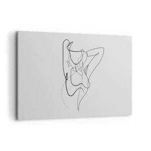 Impression sur toile - Image sur toile - Contour minimaliste d'une silhouette féminine - 120x80cm - Vraiment, tu es comme ça... - Décoration murale moderne pour le salon et la chambre ARTTOR