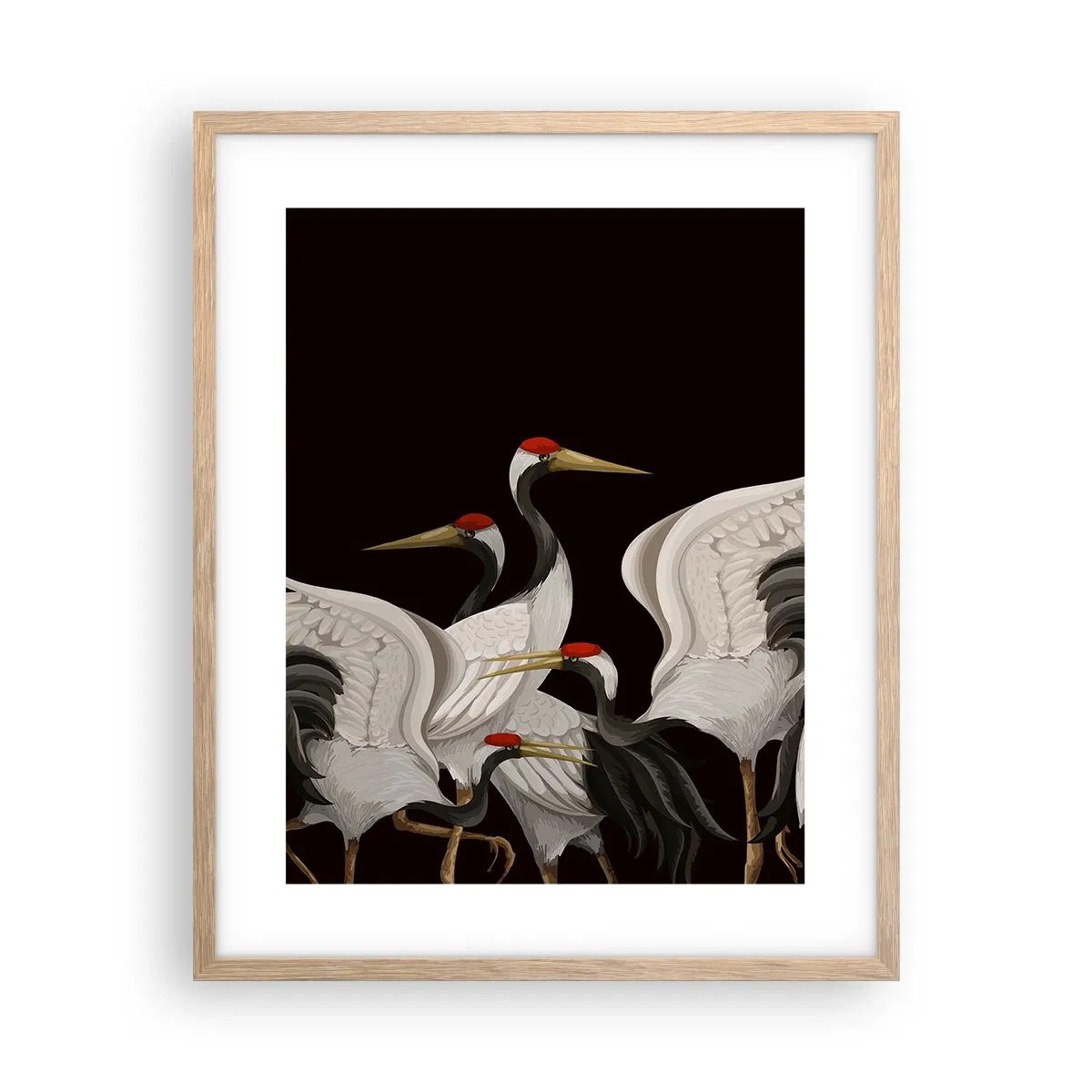 Affiche dans un chêne clair - Poster - Histoire d'oiseaux - 40x50 cm