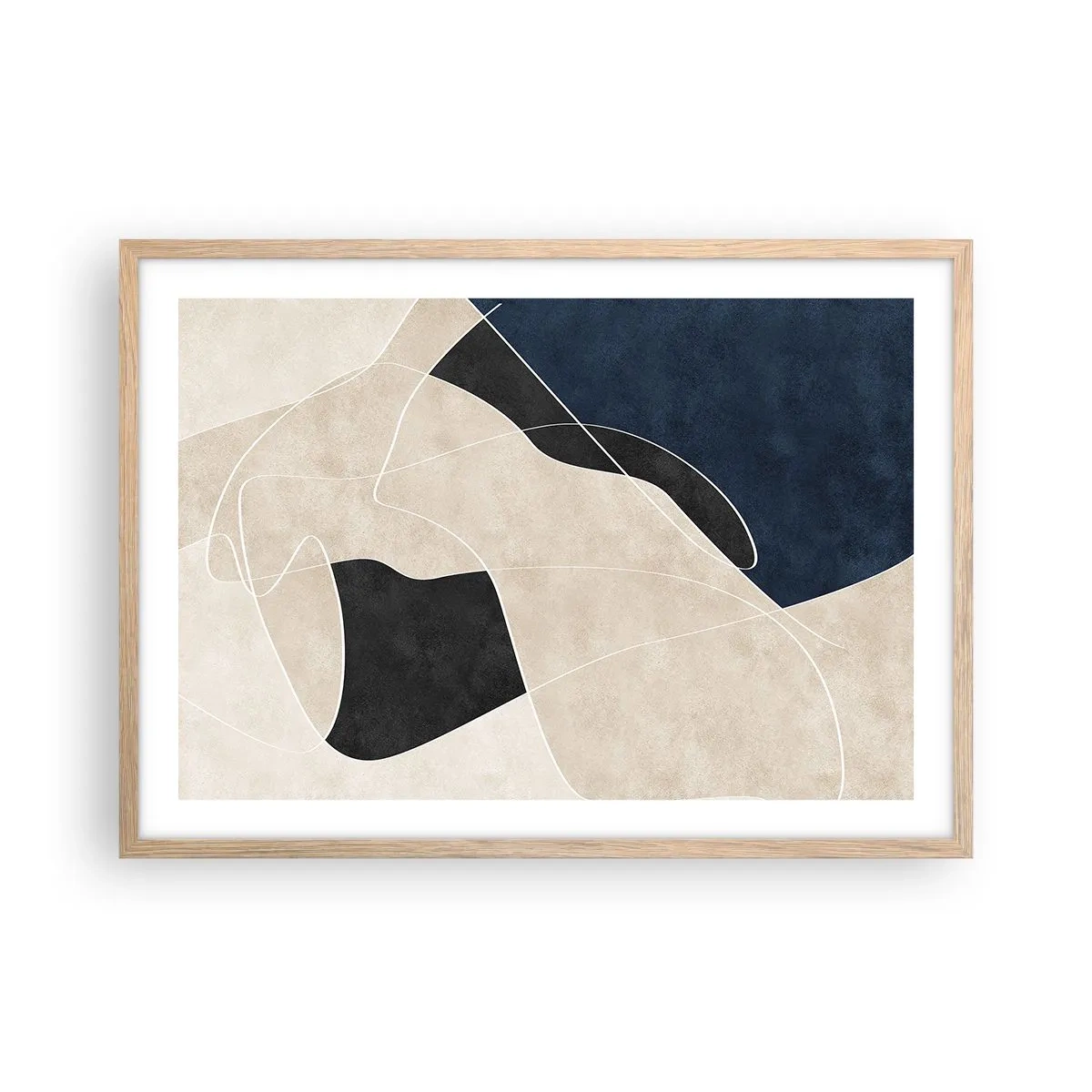 Affiche dans un chêne clair - Poster - Composition abstraite - contraste de couleurs - 70x50 cm