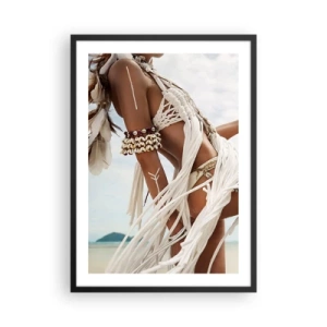 Affiche dans un cadre noir - Poster - Femme en style ethnique sur la plage - 50x70cm - Prêtresse du soleil - Décoration murale moderne pour le salon et la chambre ARTTOR