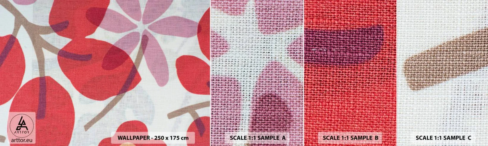 Échantillon de Papier Peint Autocollant Deluxe Sticker - Composition florale dans les roses - Bohème, Fleurs, Minimalisme - 100x30 cm