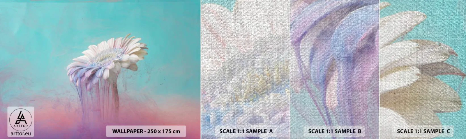 Échantillon de Papier Peint Premium Canvas - Le monde souterrain des fleurs - Abstraction, Fleur, Morceau - 100x30 cm