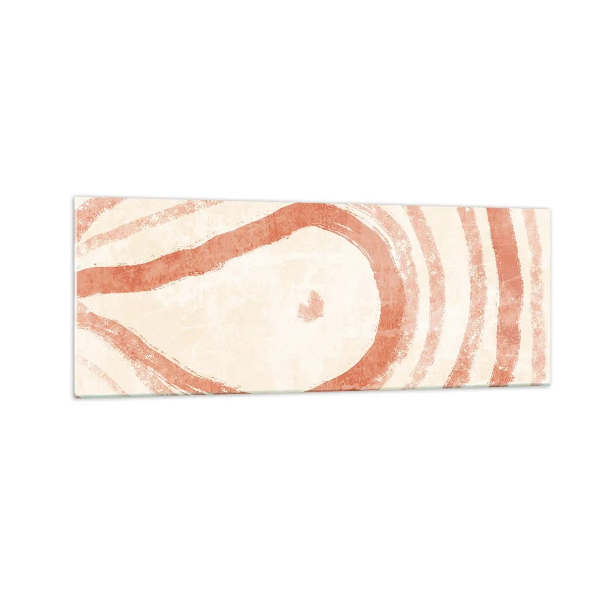 Impression sur verre - Image sur verre - Un motif abstrait de lignes concentriques dans des tons de terre cuite. - 140x50cm - Cercles de corail – composition - Décoration murale moderne pour le salon et la chambre ARTTOR