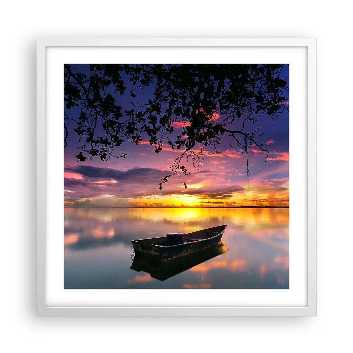 Affiche dans un cadre blanc - Poster - "Tu sembles suspendu au milieu du ciel..." - 50x50 cm