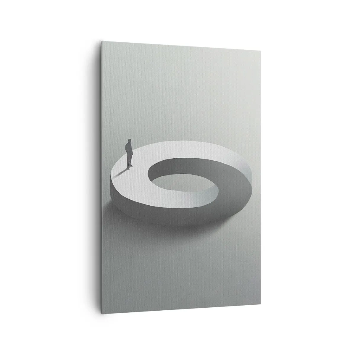 Impression sur toile - Image sur toile - Un homme sur une structure grise et abstraite - 80x120cm - Et sois intelligent ici - Décoration murale moderne pour le salon et la chambre ARTTOR