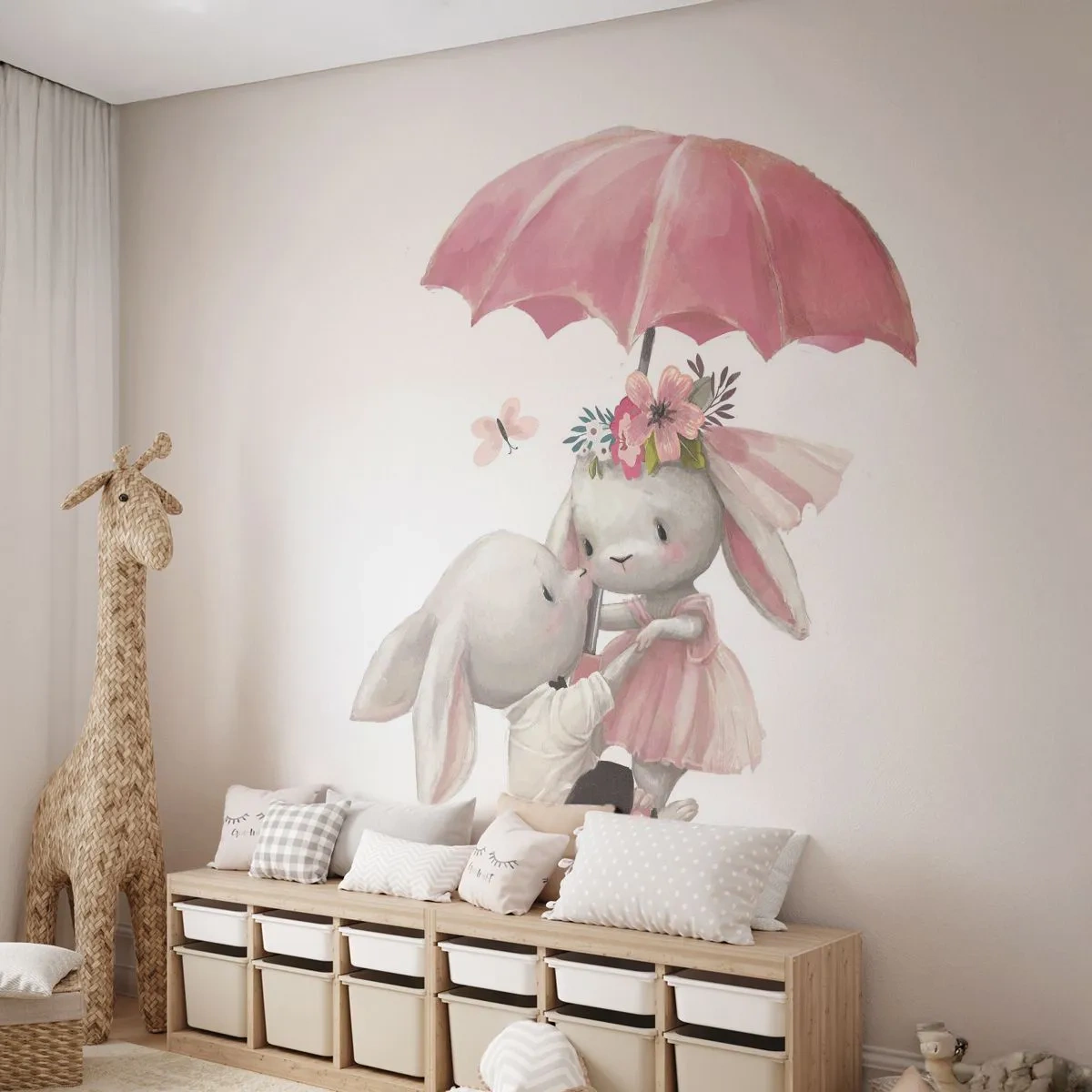 Papier Peint Autocollant Deluxe Sticker - C'est ça l'amour - Pour les enfants, Lapins, Conte de fées - 250x175 cm