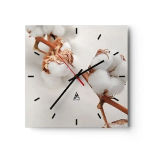 Horloge murale - Pendule murale - Un brin de coton sur un fond subtil - 30x30cm - Seulement caliner - Décoration murale moderne pour le salon et la chambre ARTTOR