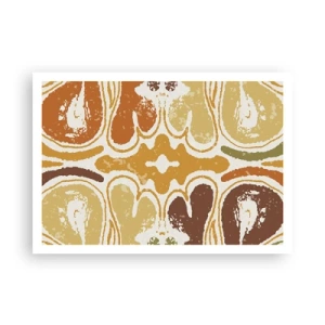 Affiche - Poster - Motifs abstraits chaleureux dans les tons jaunes et bruns - 100x70cm - Abstraction sentimentale - Décoration murale moderne pour le salon et la chambre ARTTOR