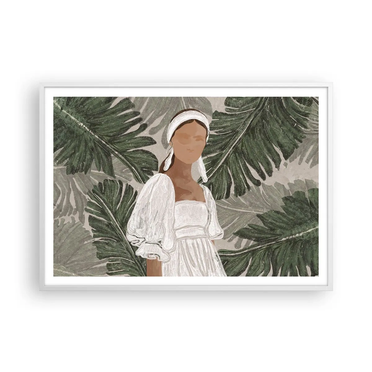 Affiche dans un cadre blanc - Poster - Portrait exotique - 100x70 cm